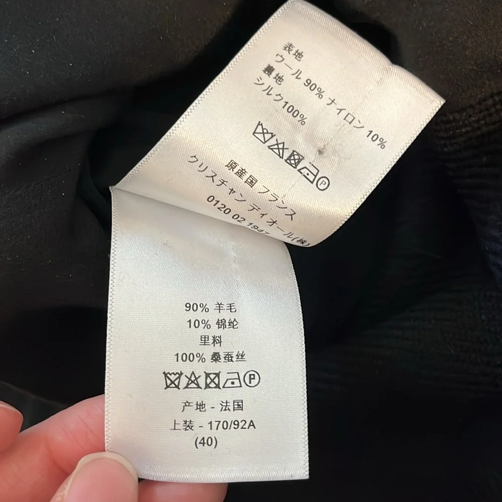 Dior black and blue plaid wool blend bar jacket